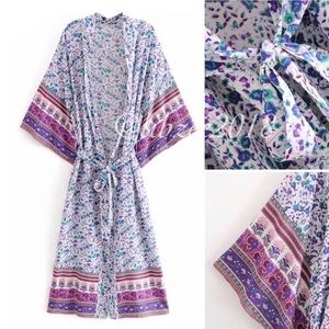 Floral Boho Kimono NEW Purple Pink